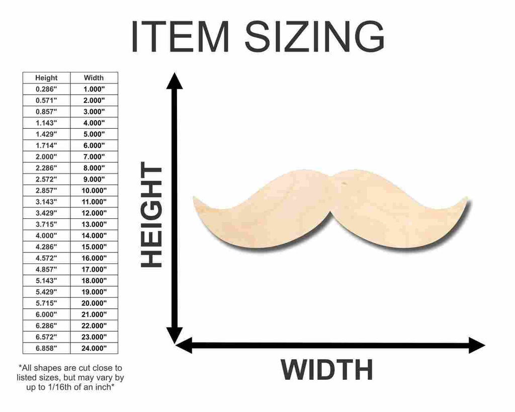 Unfinished Wood Mustache Shape - Craft - up to 46" DIY