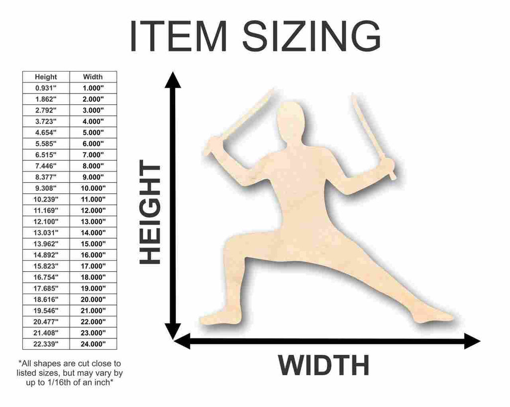 Unfinished Wood Ninja Shape - Craft - up to 46" DIY