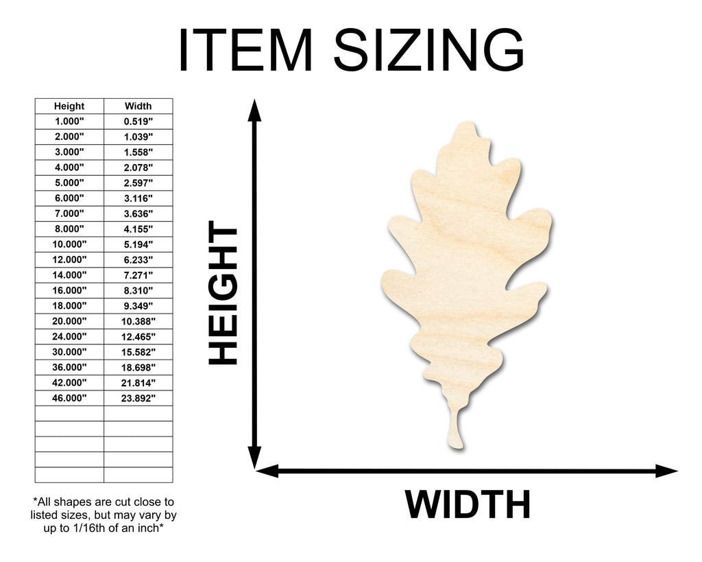 Unfinished Wood Oak Leaf Shape - Fall - Craft - up to 46" DIY