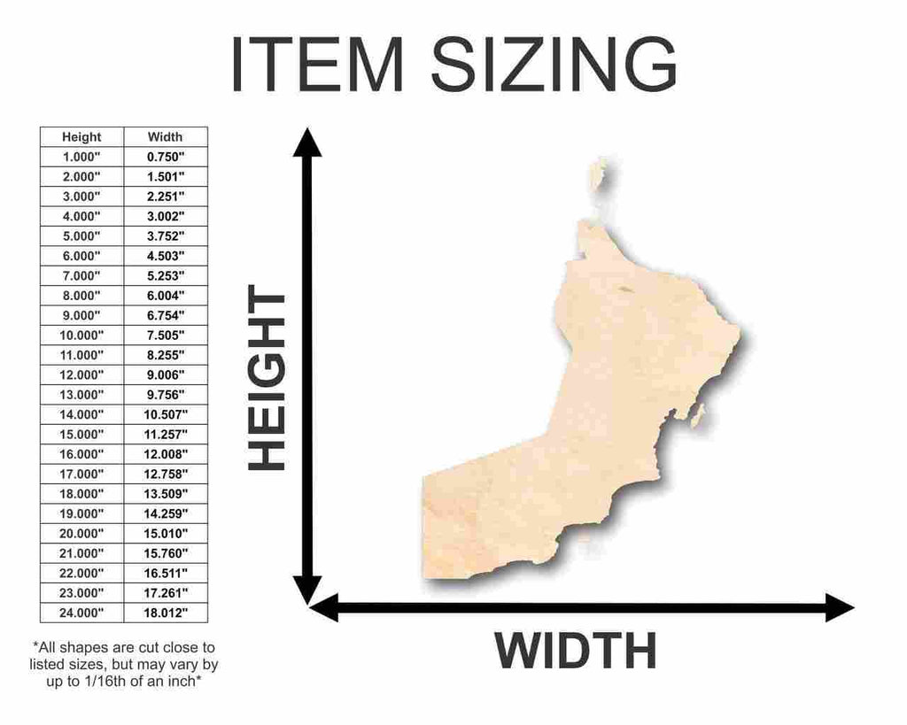 Unfinished Wood Oman Shape - Country - Craft - up to 46" DIY