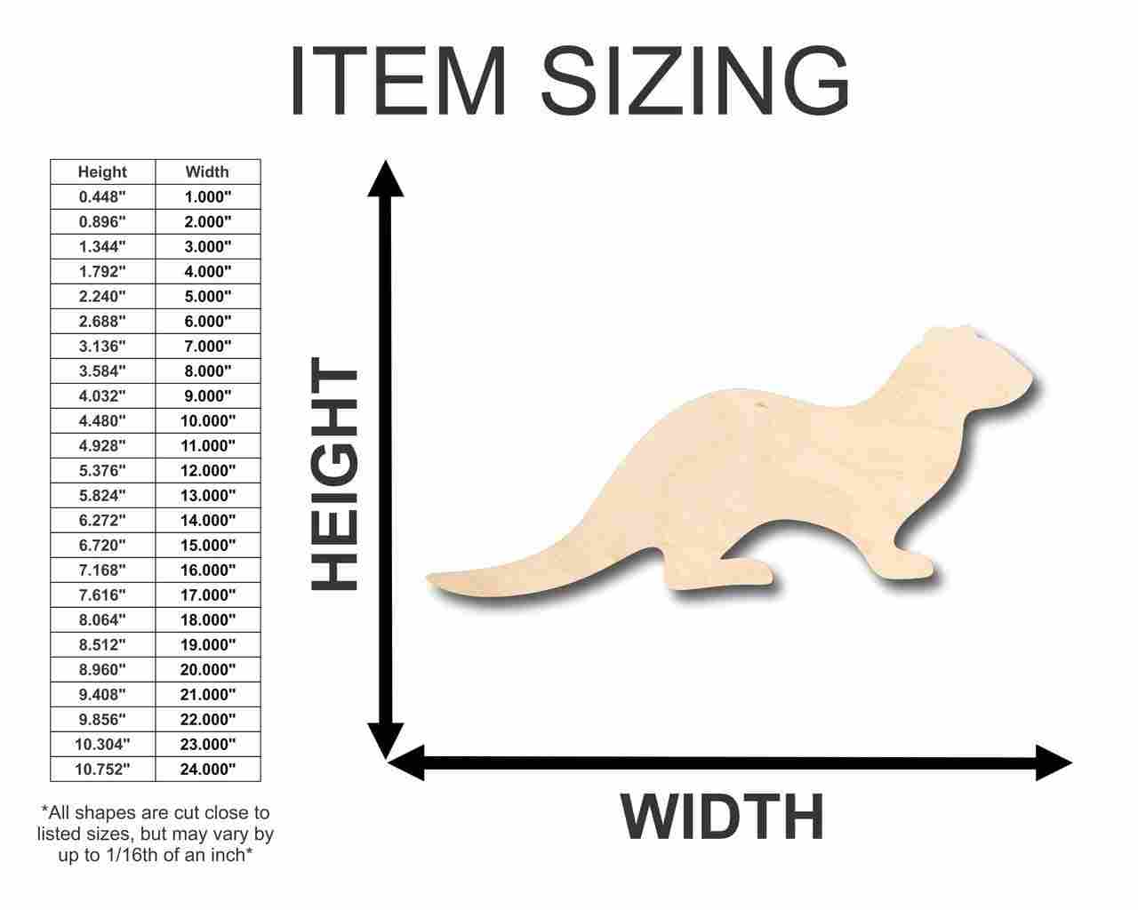 Unfinished Wood Otter Shape - Animal - Craft - up to 46" DIY