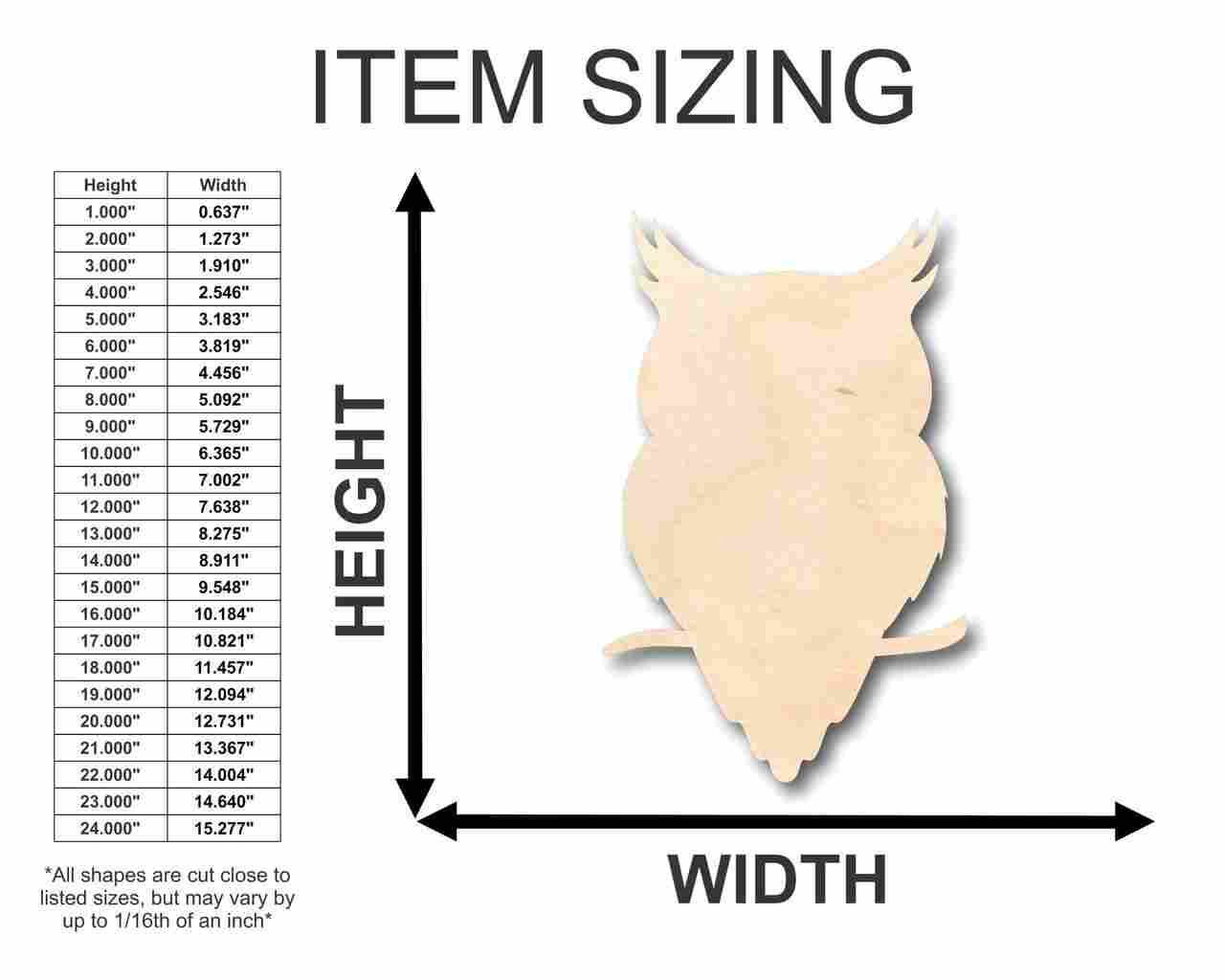 Unfinished Wood Owl Shape - Animal - Wildlife - Craft - up to 46" DIY