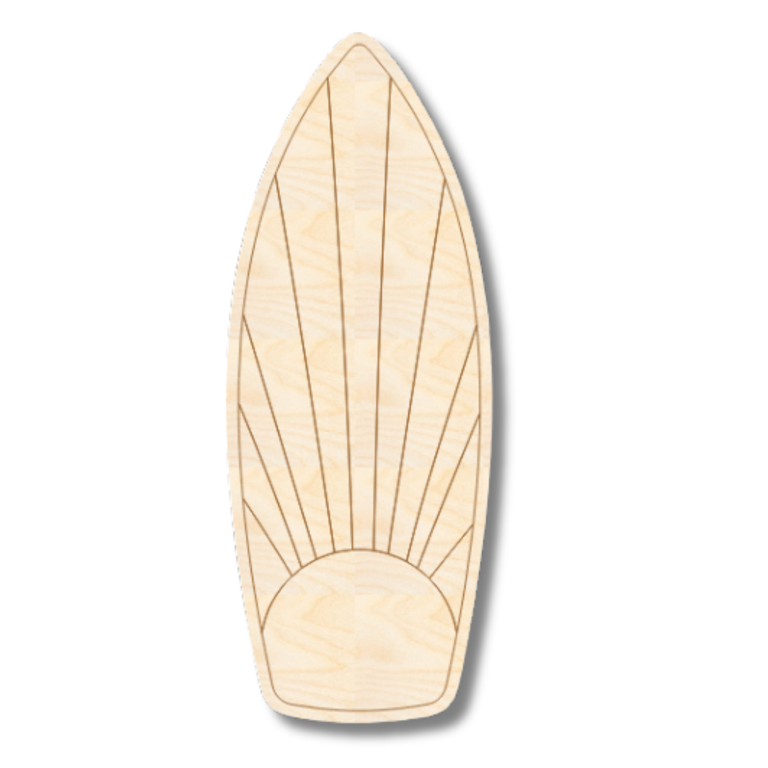 Unfinished Wood Etched Sun Surfboard Shape | Paint By Line Crafts | up to 30" DIY