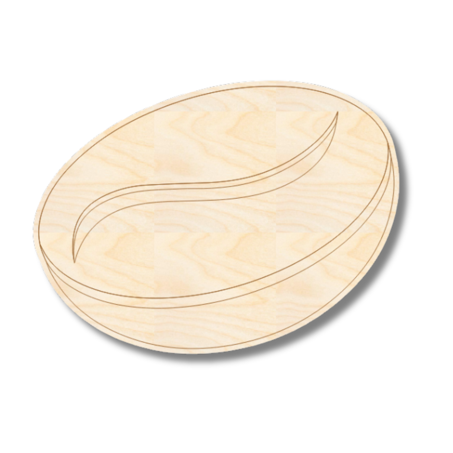 Unfinished Wood Etched Espresso Bean Shape | Paint By Line Crafts | up to 30" DIY