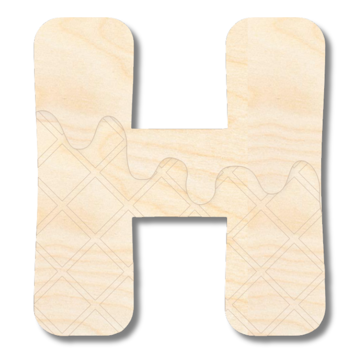 Unfinished Wood Layered Etched Themed Letters | Ice Cream | A-Z | 2 Piece | up to 24"