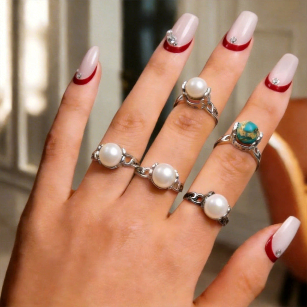 Vintage Natural Stone Open Ring Minimalist Fashion All-Match Band