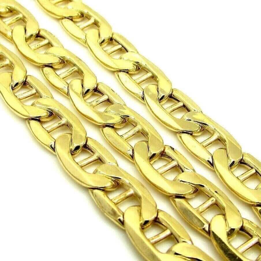 10K Solid Yellow Gold Mariner Anchor Link Chain Necklace