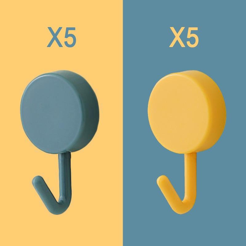 10PCS Self Adhesive Wall Hook Strong Without Drilling Coat Bag Bathroom Door Kitchen Towel Hanger Hooks Home Storage Accessories Decorative Hooks Entrance Organizers with Self-Adhesive Hooks for Hanging Keys Towels