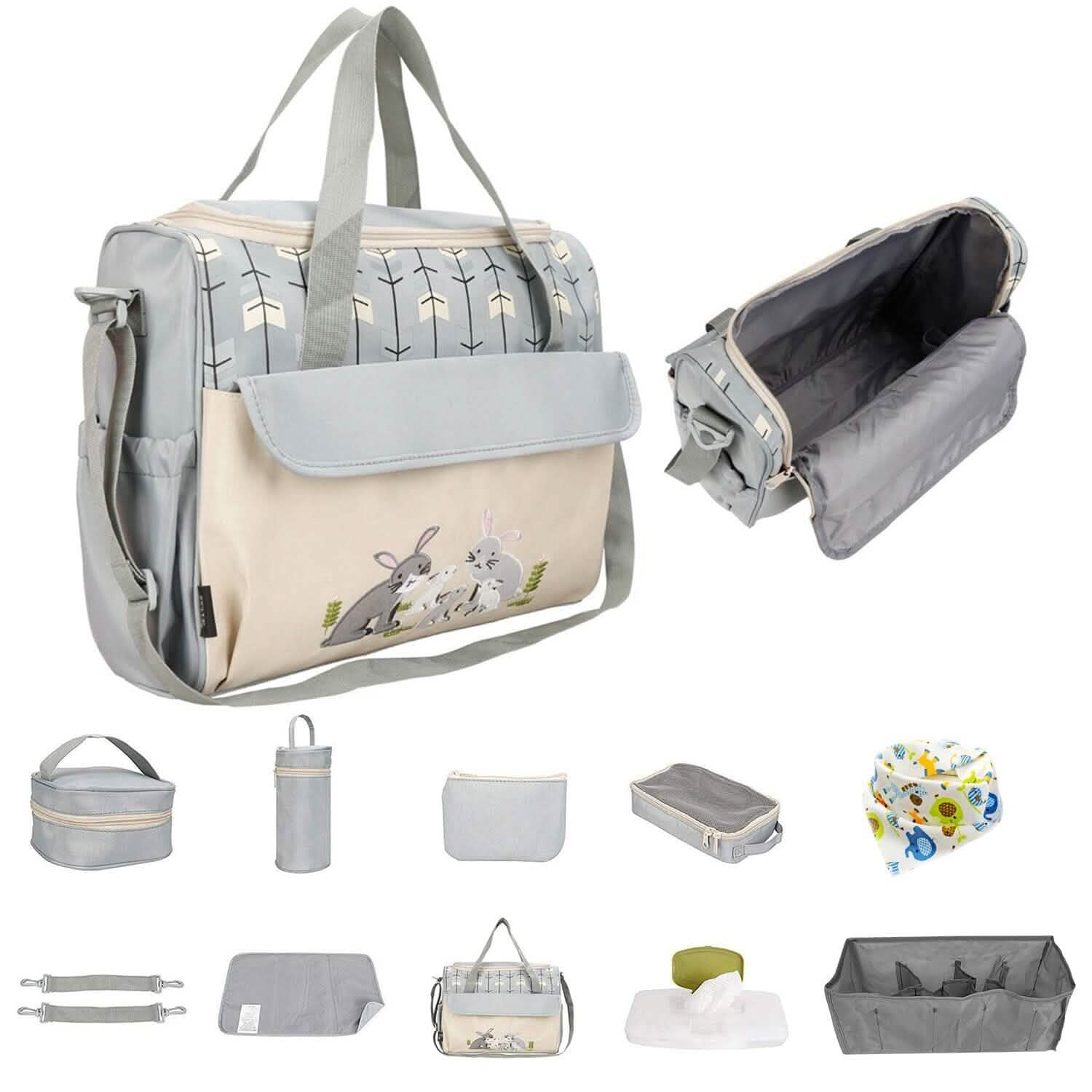 11-Piece Set: Multifunctional Diaper Handbags with Food Bag
