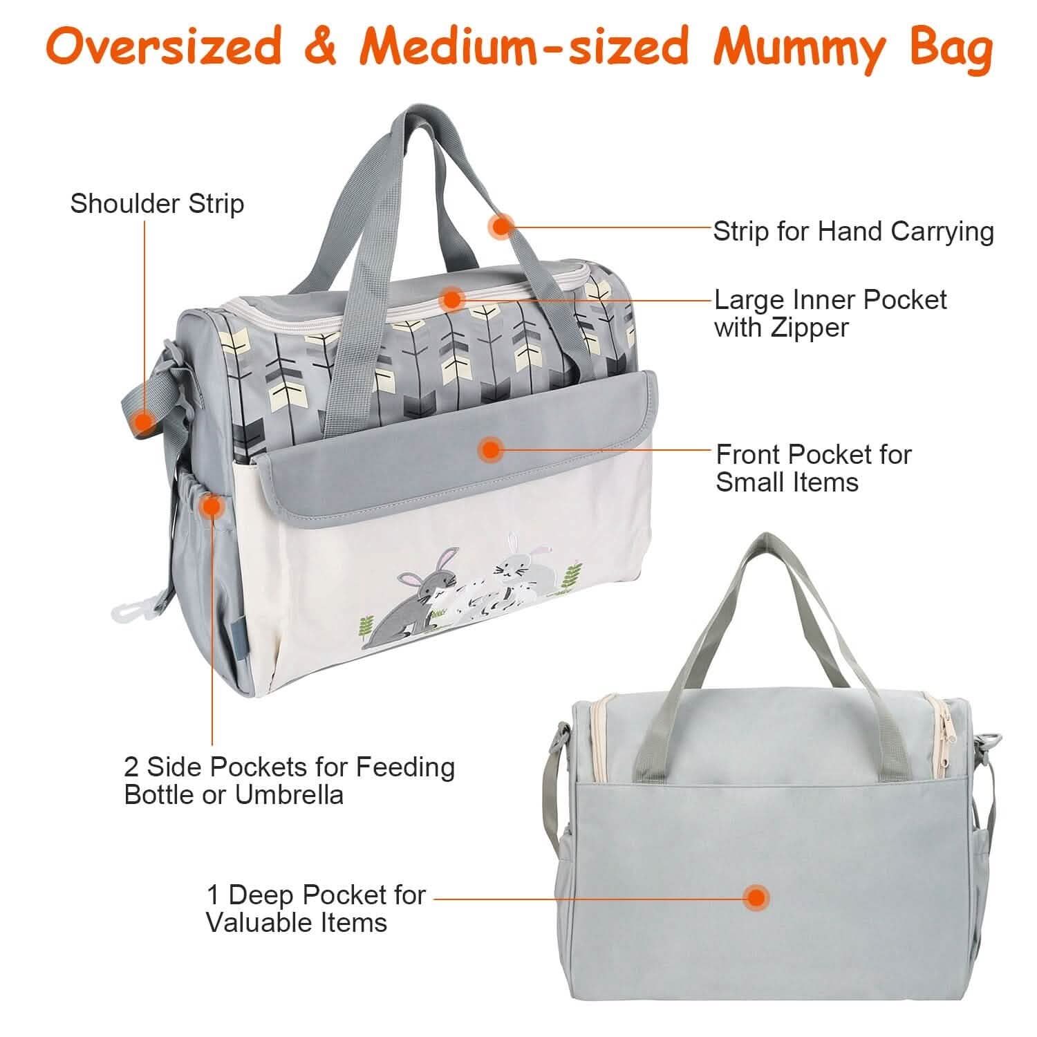 11-Piece Set: Multifunctional Diaper Handbags with Food Bag