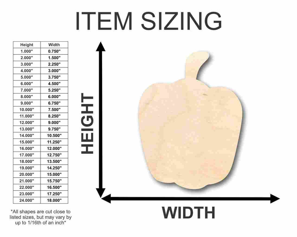 Unfinished Wood Pepper Shape - Garden - Kitchen - Food - Craft - up to 46" DIY