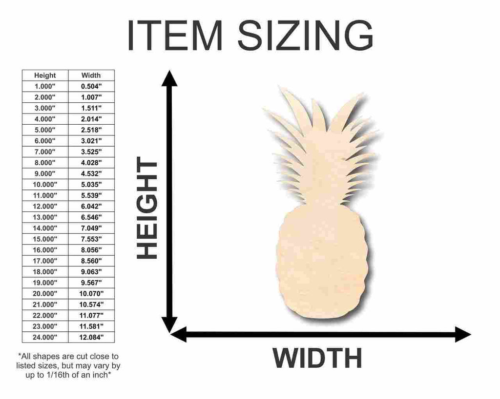 Unfinished Wood Pineapple Shape - Fruit - Tropical - Craft- up to 46" DIY