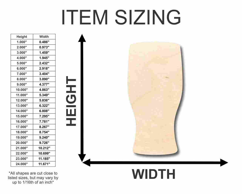 Unfinished Wood Beer Pint Glass Shape - Bar Decor - Craft - up to 46" DIY