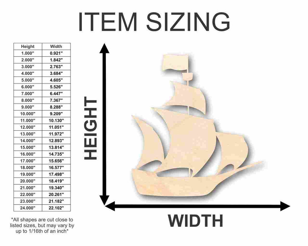 Unfinished Wood Pirate Ship Shape - Pirates - Craft - up to 46" DIY