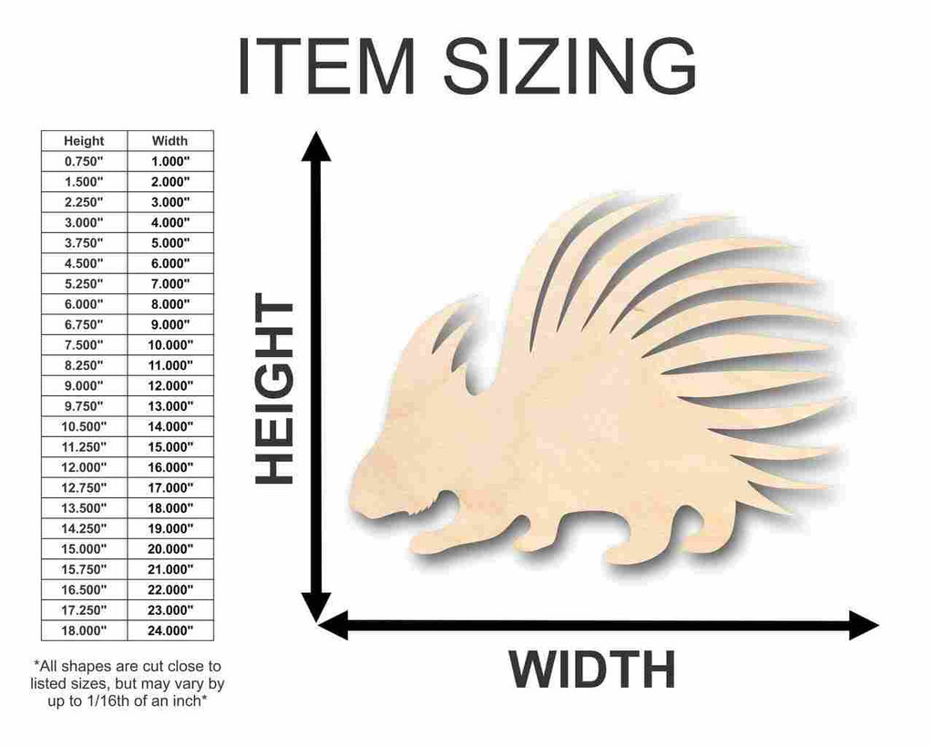 Unfinished Wood Porcupine Shape - Animal - Wildlife - Craft - up to 46" DIY