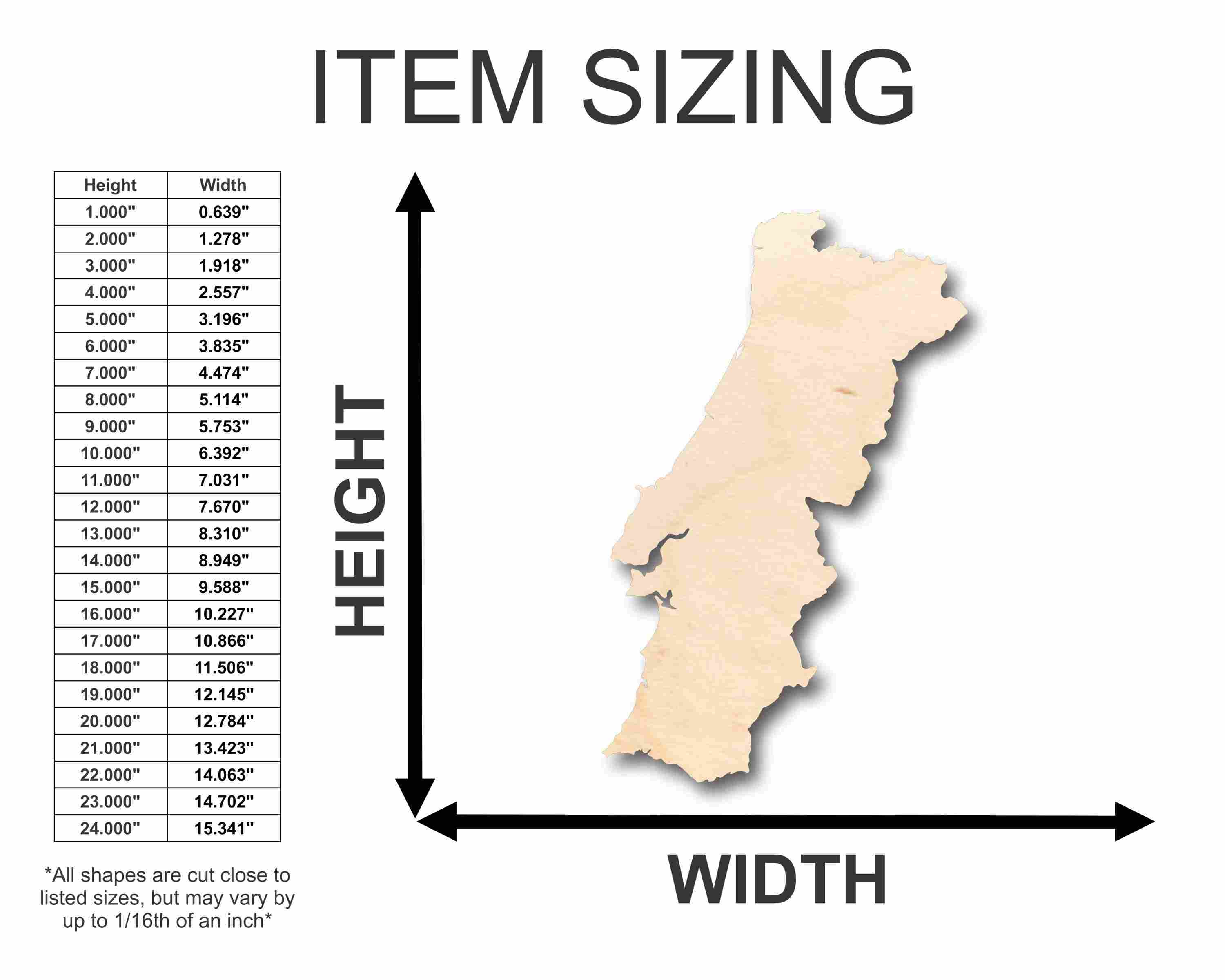 Unfinished Wood Portugal Silhouette - Craft- up to 46" DIY