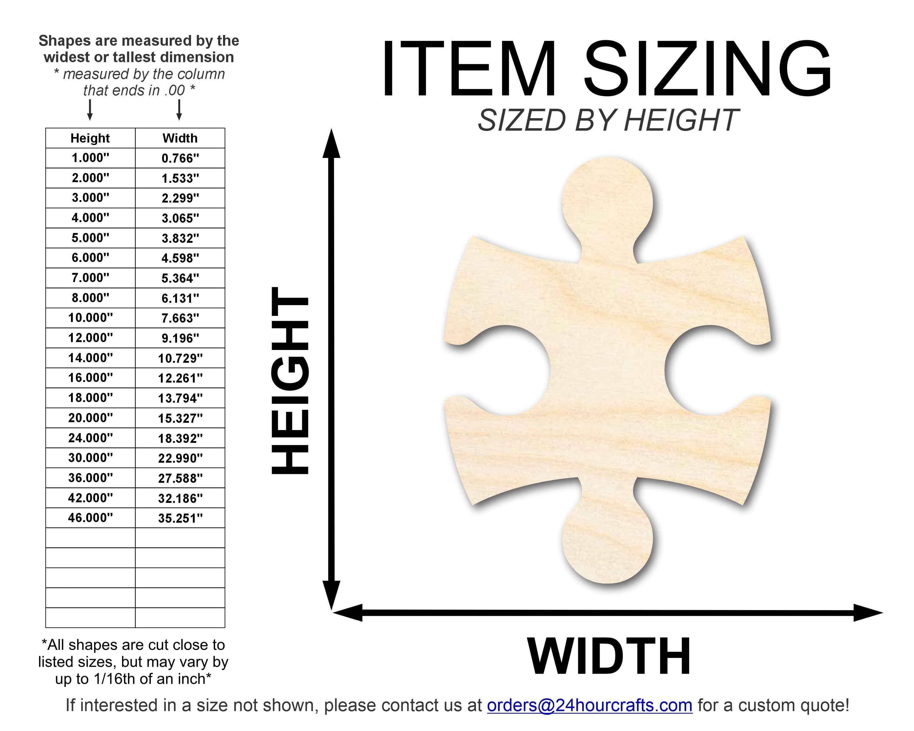 Unfinished Wood Interlocking Puzzle Shape | Autism Awareness | Craft Cutout | up to 46" DIY