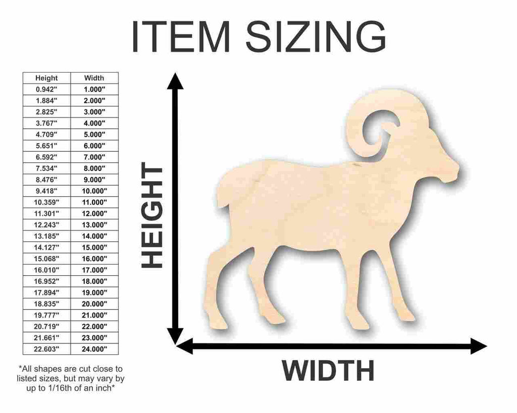 Unfinished Wood Ram Sheep Shape - Farm Animal - Craft - up to 46" DIY