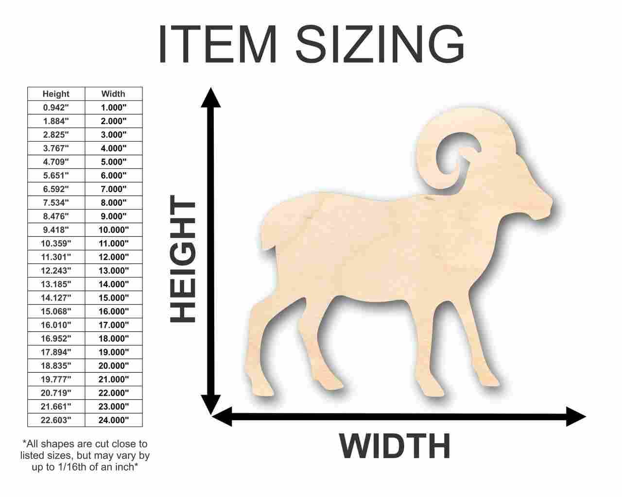 Unfinished Wood Ram Sheep Shape - Farm Animal - Craft - up to 46" DIY