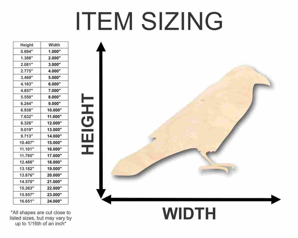 Unfinished Wood Raven Shape - Bird - Wildlife - Craft - up to 46" DIY