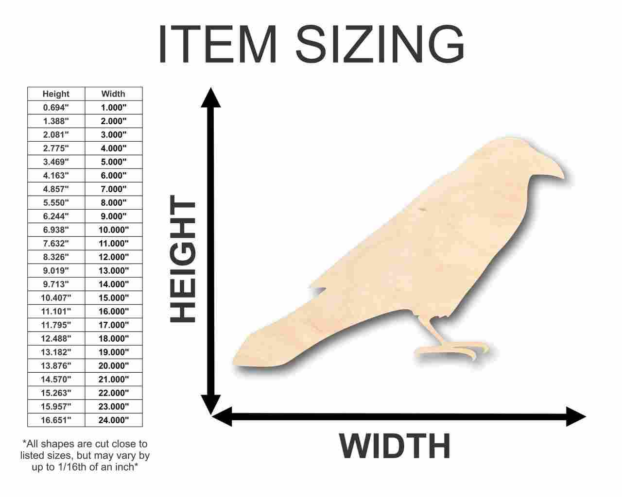 Unfinished Wood Raven Shape - Bird - Wildlife - Craft - up to 46" DIY