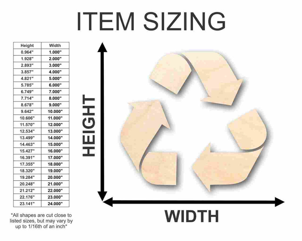 Unfinished Wood Recycling Symbol Shape - (3 Piece) Craft - up to 46" DIY