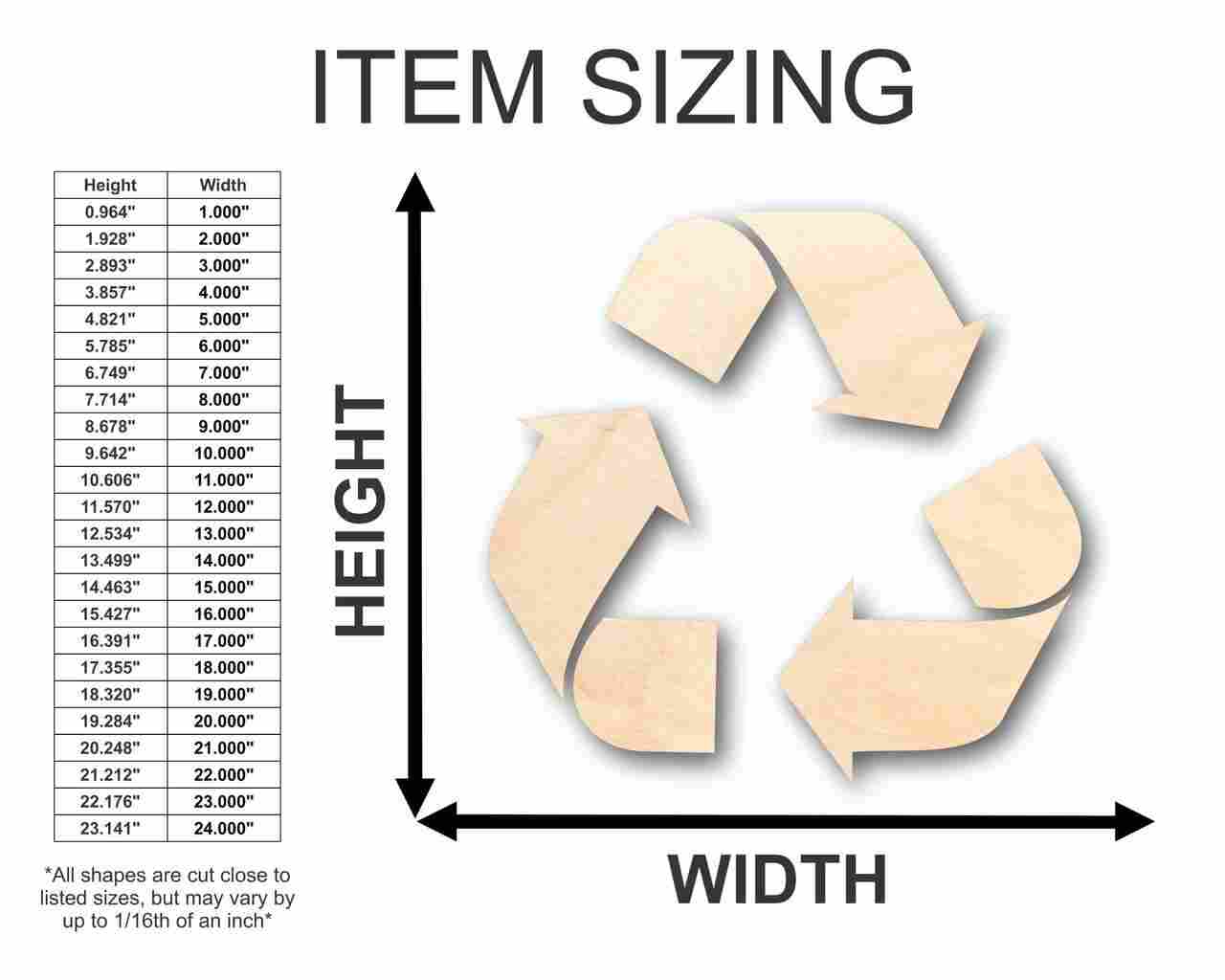 Unfinished Wood Recycling Symbol Shape - (3 Piece) Craft - up to 46" DIY