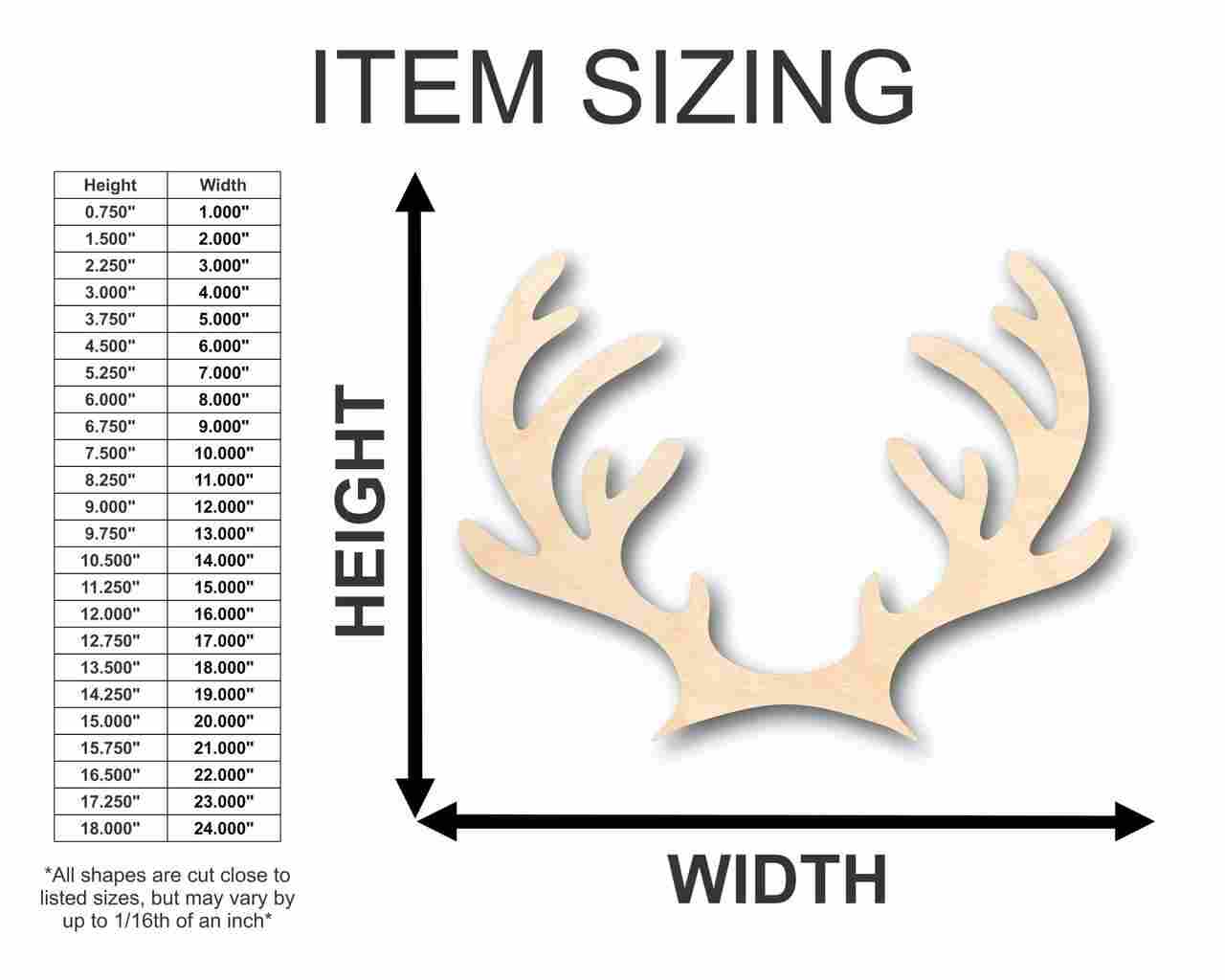 Unfinished Wood Reindeer Antlers Shape - Animal - Wildlife - Craft - up to 46" DIY