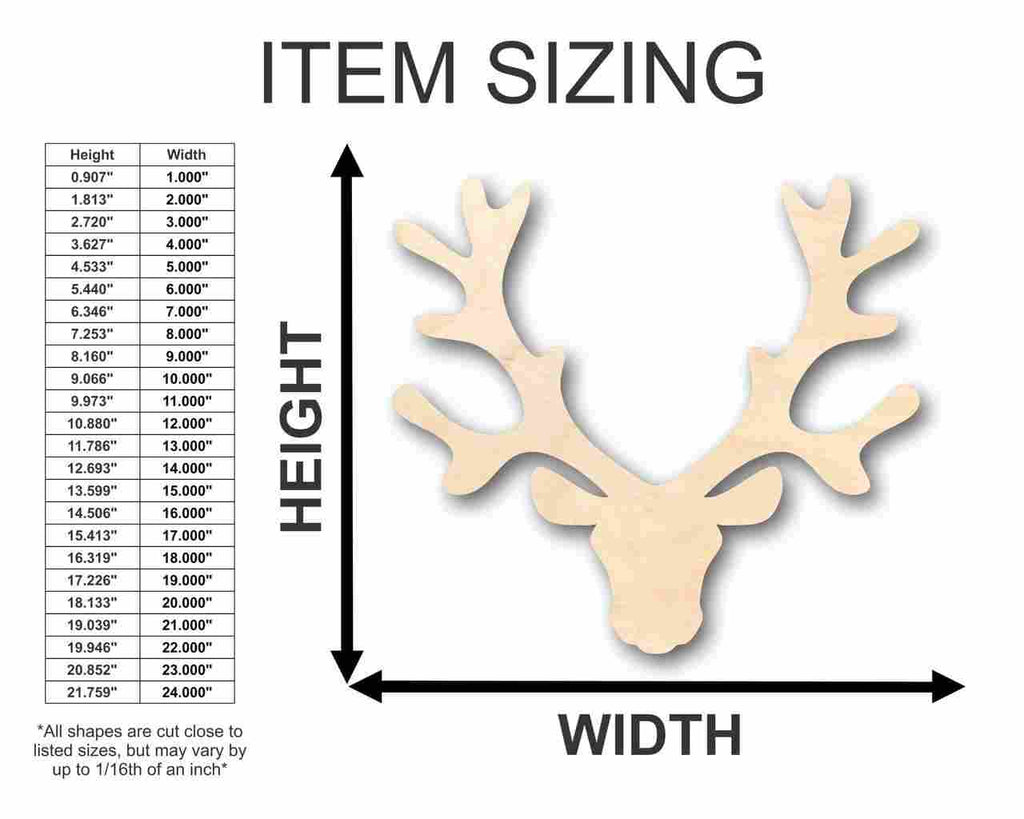 Unfinished Wood Reindeer Head Antlers Shape - Animal - Wildlife - Craft - up to 46" DIY