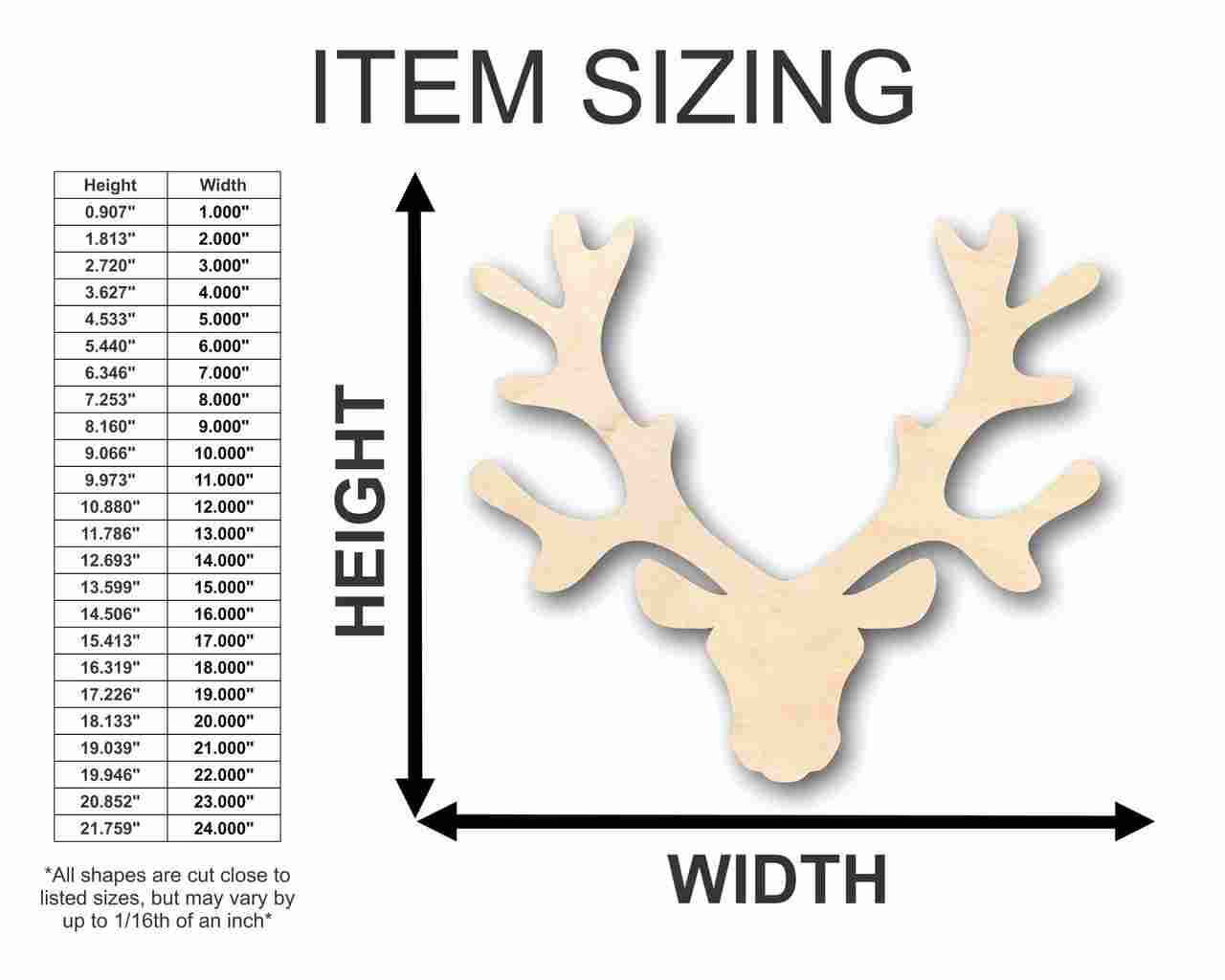 Unfinished Wood Reindeer Head Antlers Shape - Animal - Wildlife - Craft - up to 46" DIY