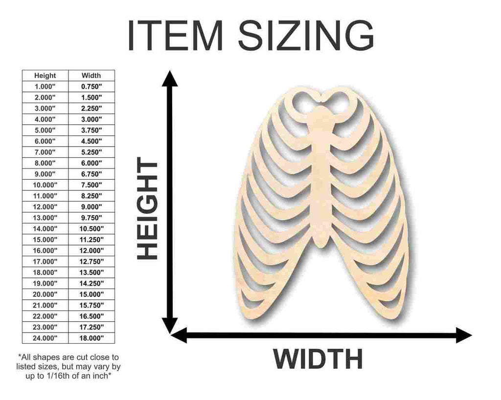 Unfinished Wood Skeleton Rib Cage Shape - Craft - up to 46" DIY