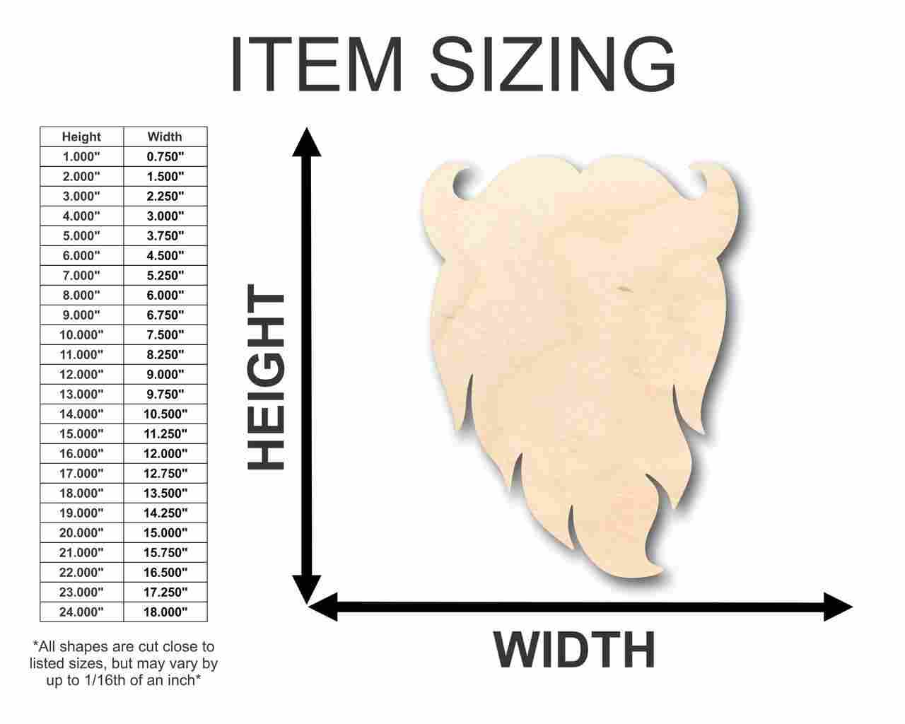 Unfinished Wood Santa Claus Beard Shape - Christmas - Ornament - Craft - up to 46" DIY