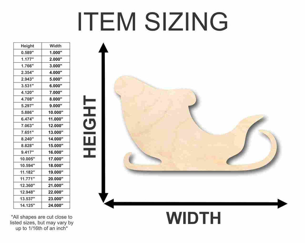 Unfinished Wood Santa Claus Sleigh Shape - Christmas - Ornament - Craft - up to 46" DIY