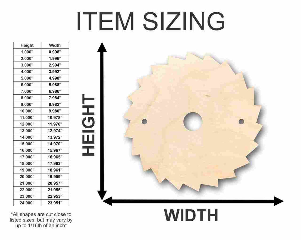 Unfinished Wood Saw Blade Shape - Construction - Tool - Craft - up to 46" DIY
