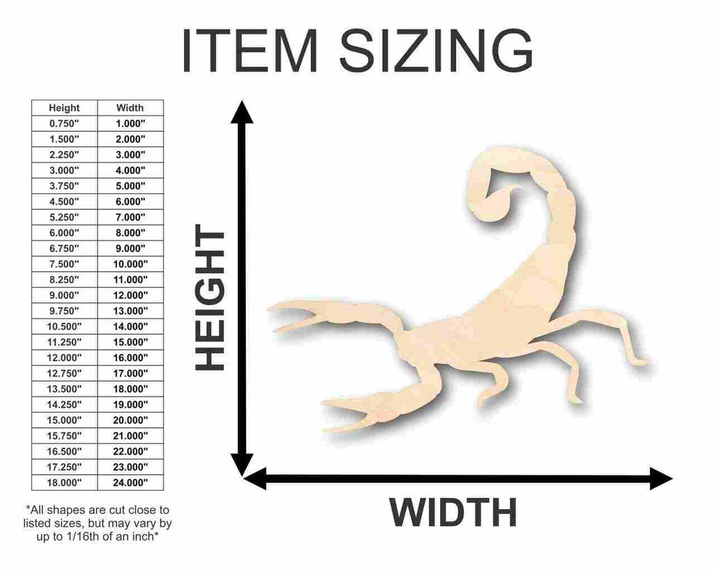 Unfinished Wood Scorpion Shape - Desert Animal - Craft - up to 46" DIY