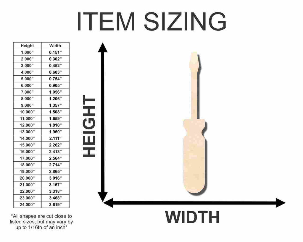 Unfinished Wood Screwdriver Shape - Tool - Craft - up to 46" DIY