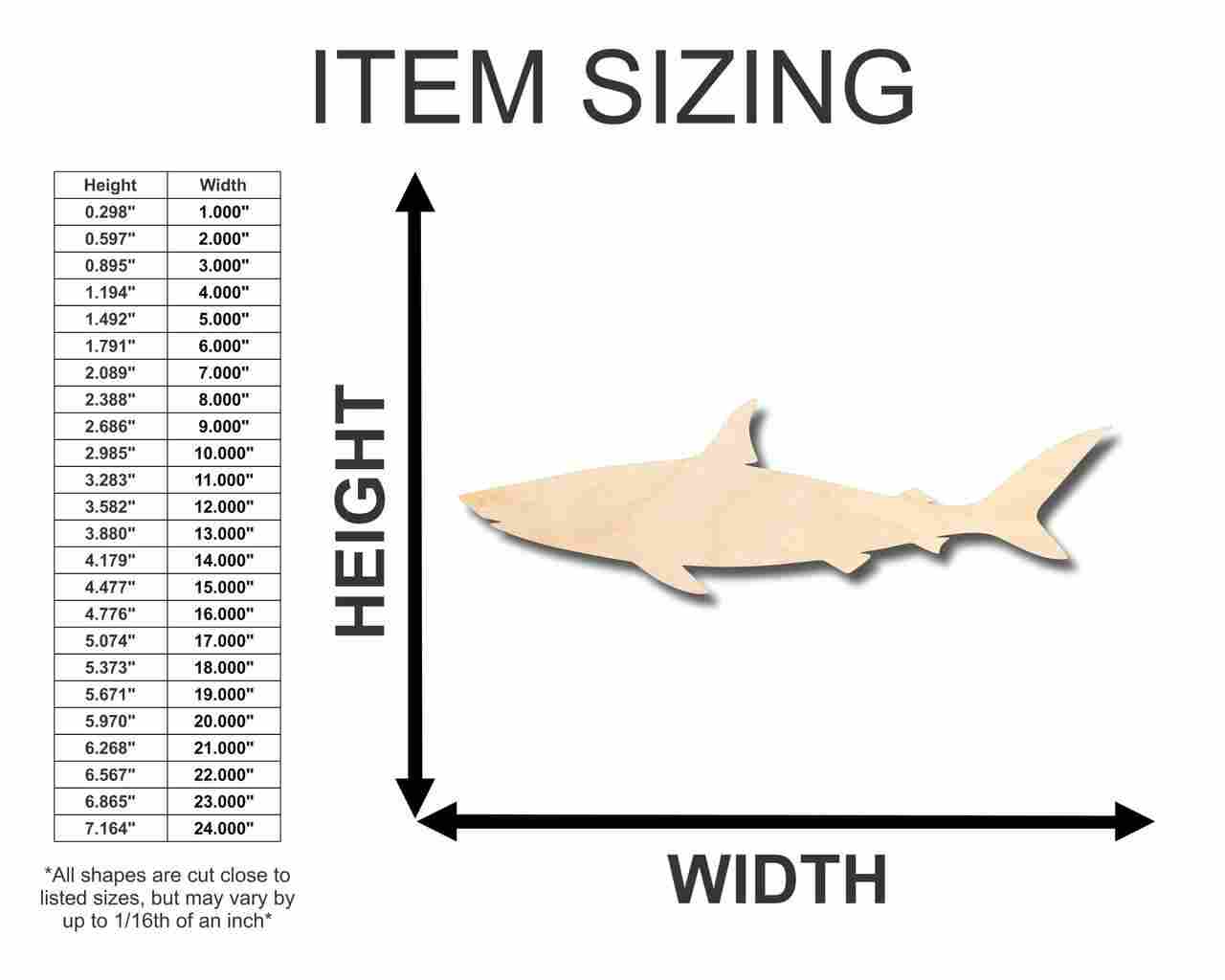 Unfinished Wood Shark Shape - Ocean - Nursery - Craft - up to 46" DIY