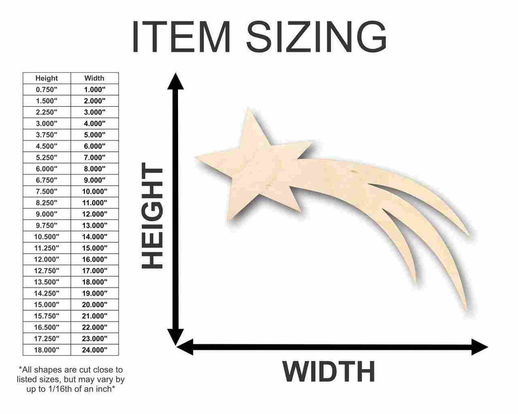 Unfinished Wood Comet Shooting Star Shape - Space - Nursery - Craft - up to 46" DIY