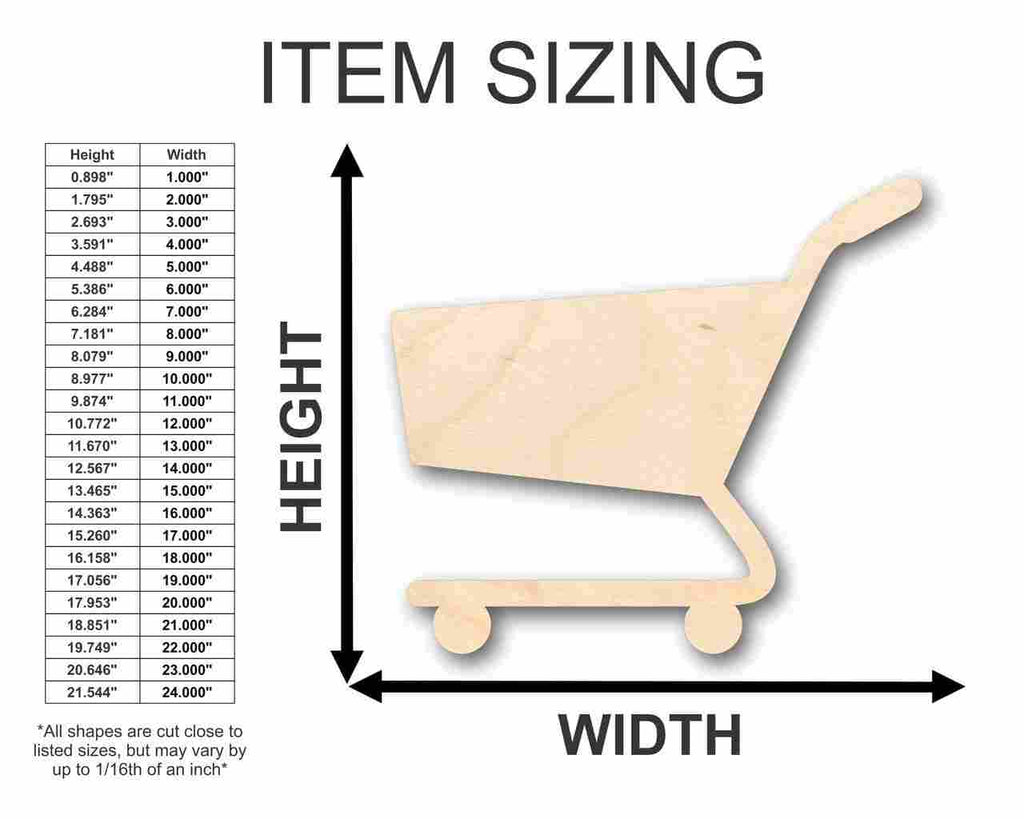 Unfinished Wood Shopping Cart Shape - Craft - up to 46" DIY