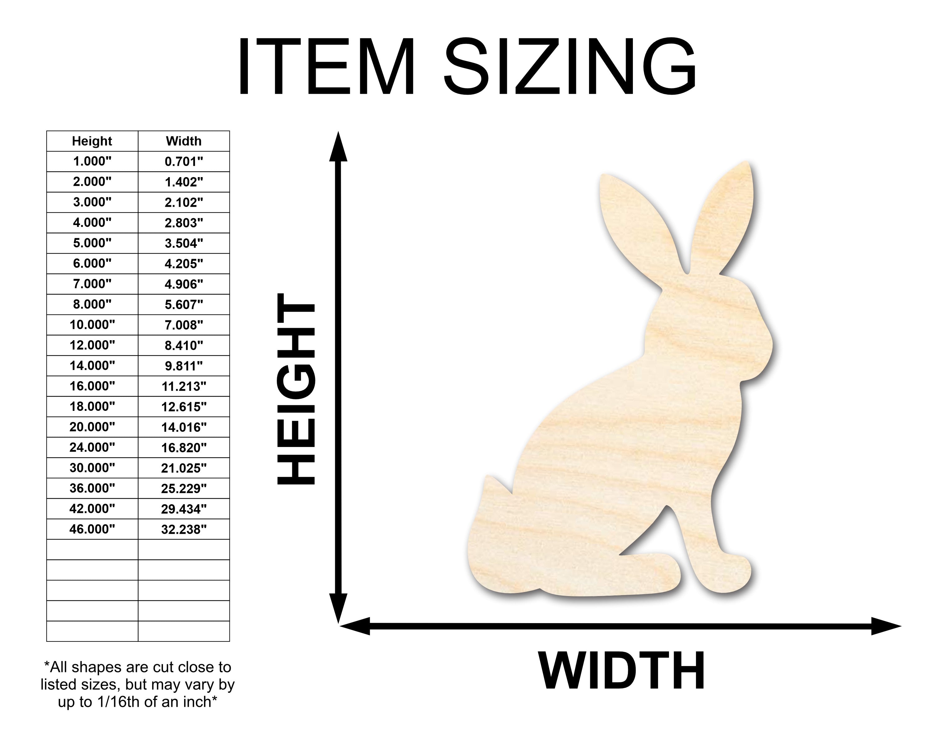 Unfinished Wood Sitting Bunny Shape - Craft - up to 46" DIY