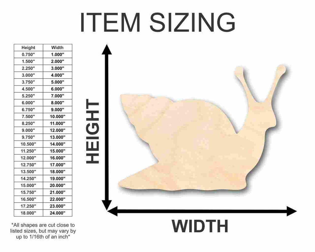 Unfinished Wood Snail Shape - Insect - Animal - Wildlife - Craft - up to 46" DIY