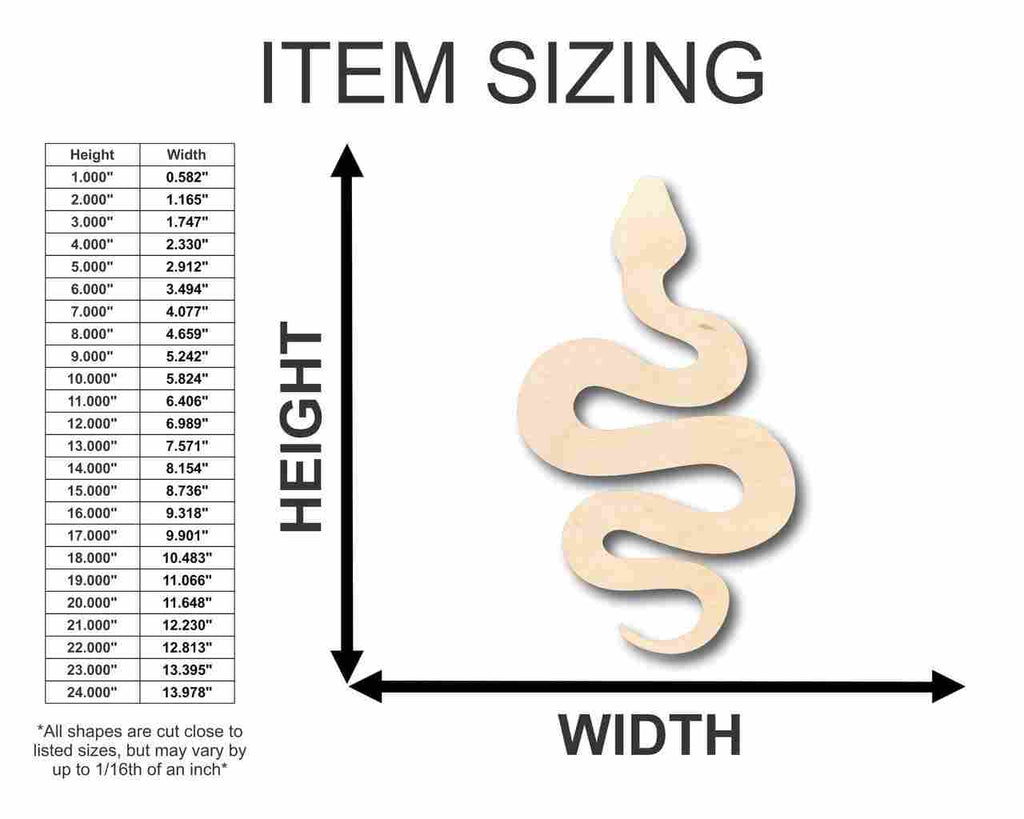 Unfinished Wood Snake Shape - Animal - Wildlife - Craft - up to 46" DIY