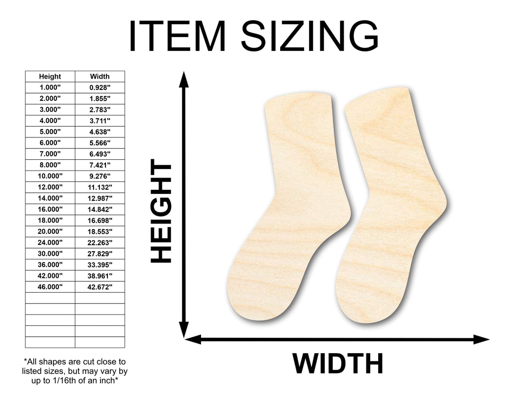 Unfinished Wood Socks Shape - Craft - up to 46" DIY