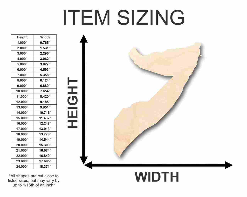 Unfinished Wood Somalia Shape - Africa - Country - Craft - up to 46" DIY