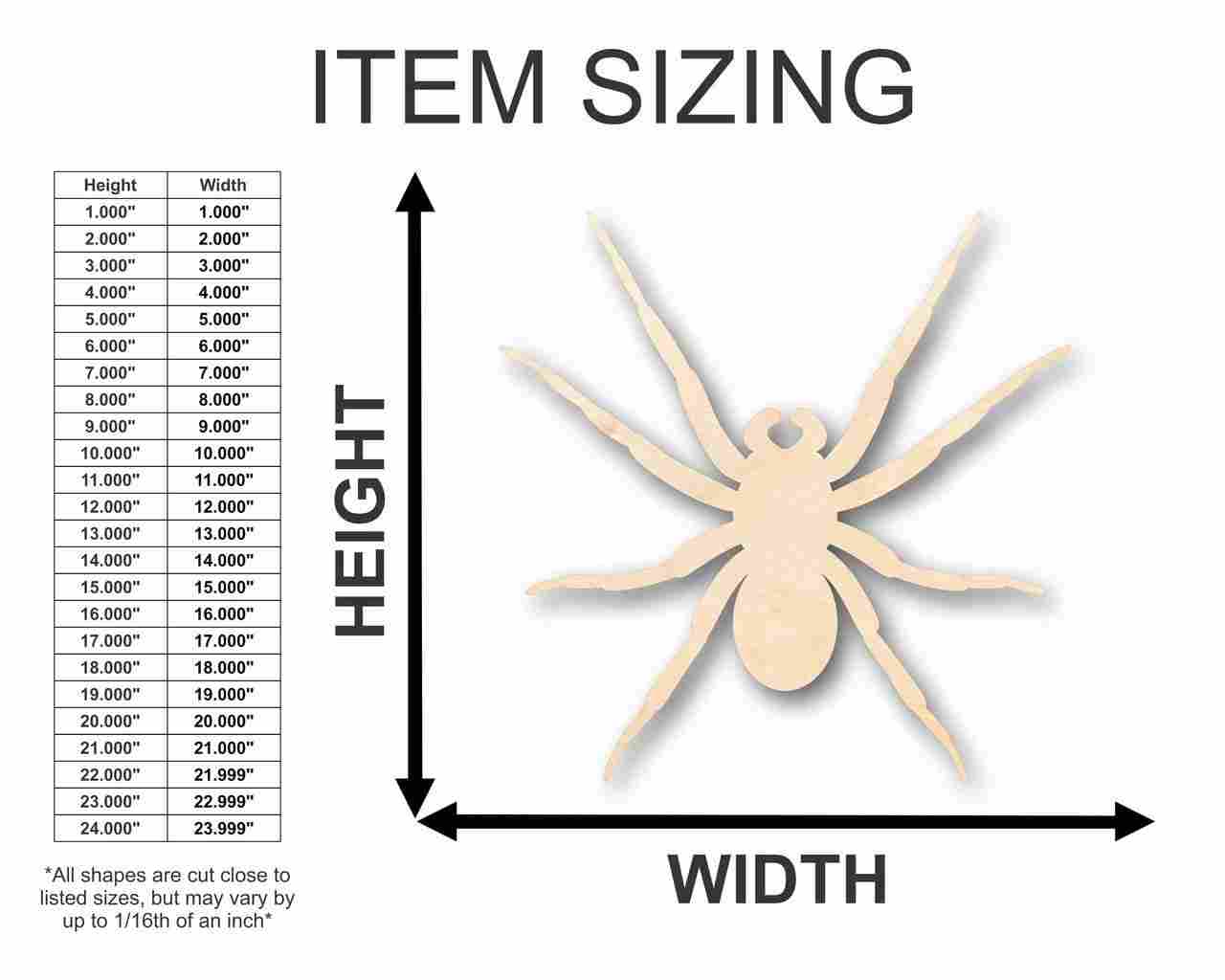 Unfinished Wood Spider Shape - Insect - Animal - Wildlife - Craft - up to 46" DIY