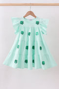 Mint clover sequin ruffle tiered dress