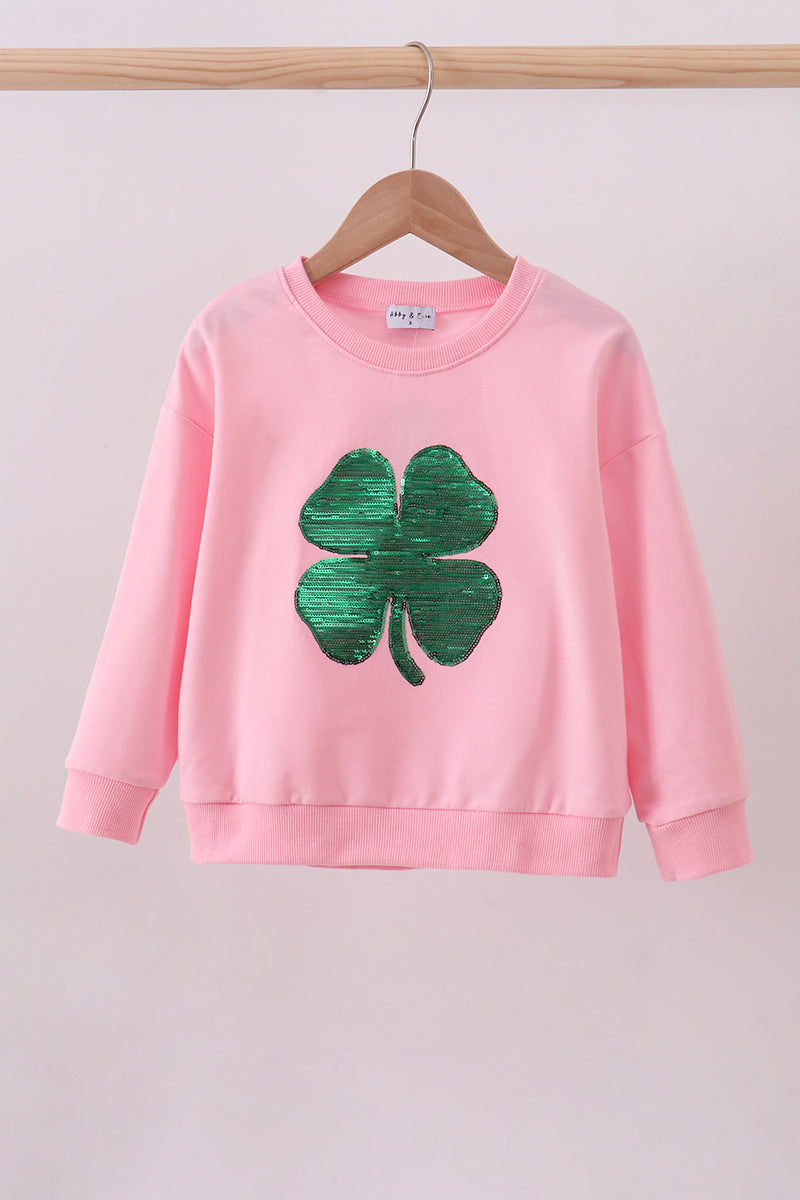 Pink clover glitter mom&me top
