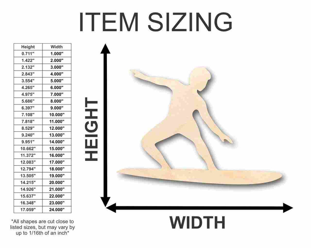 Unfinished Wood Surfer Shape - Surfing - Ocean - Beach - Nursery - Craft - up to 46" DIY