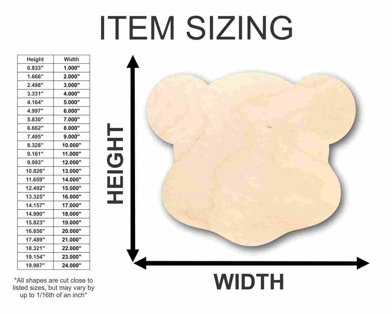 Unfinished Wood Teddy Bear Head Shape - Craft - up to 46" DIY
