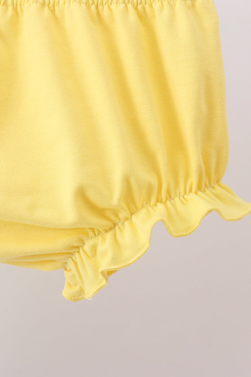 Summer lemon smocked bow bloomer set